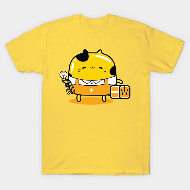 yellow cat electrician profession T-Shirt by MEDZ